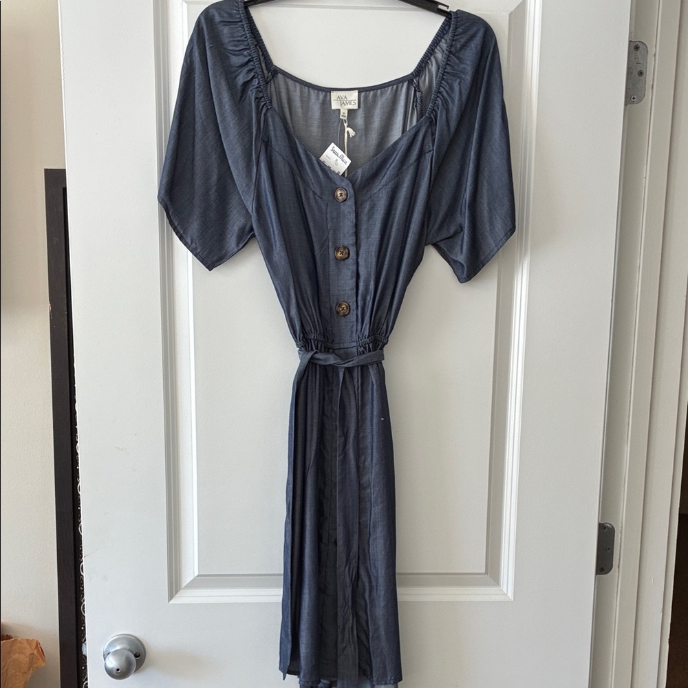 Madewell Navy Button-Down Midi Dress